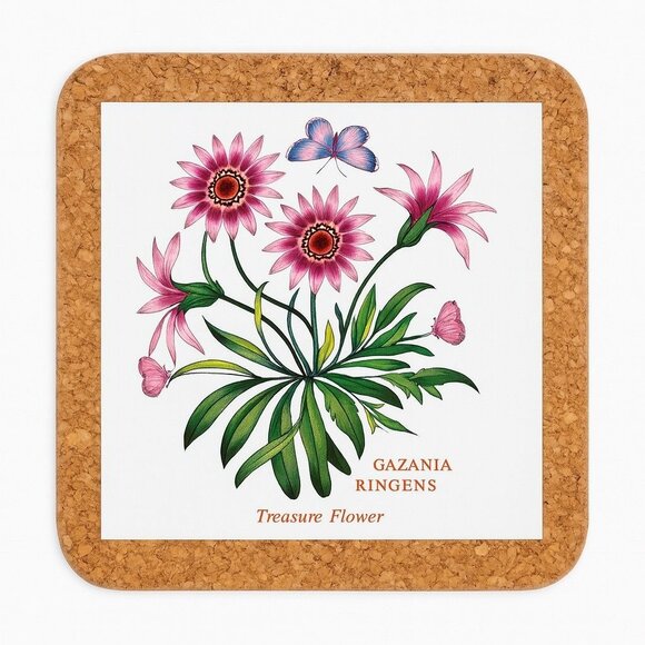 Cork Base Trivet Portmeirion Botanic Garden Gazania Ringens Treasure Flower - Picture 1 of 9